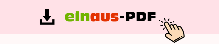 Kurzform wie �07.01.� oder �7. Jan.�; Text: Stichwort(e) wie �Taschengeld von Mama� oder �Kauf Kaugummi�; Ein: Betrag der Einnahme; Aus: Betrag der Ausgabe; Saldo: Aktueller Bestand an Taschengeld in der Spardose - �Spare in der Zeit, so hast du in der Not�